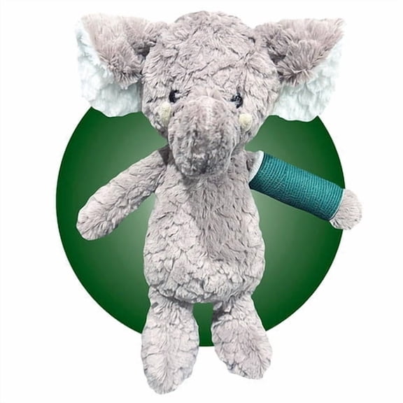 Broken Arm or Leg Gift for Kids - Choose Your Cast Location - 14" Gray Elephant Stuffed Animal With Custom Cast - Get Well Gifts for Kids