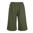 thumbnail image 4 of ZACPNCV Boys Girls Capri Sweatpants Elastic Waist Drawstring Lounge Capris Wide Leg Cropped Pants with Pockets Workout Joggers 5-6Years Olive Green, 4 of 9