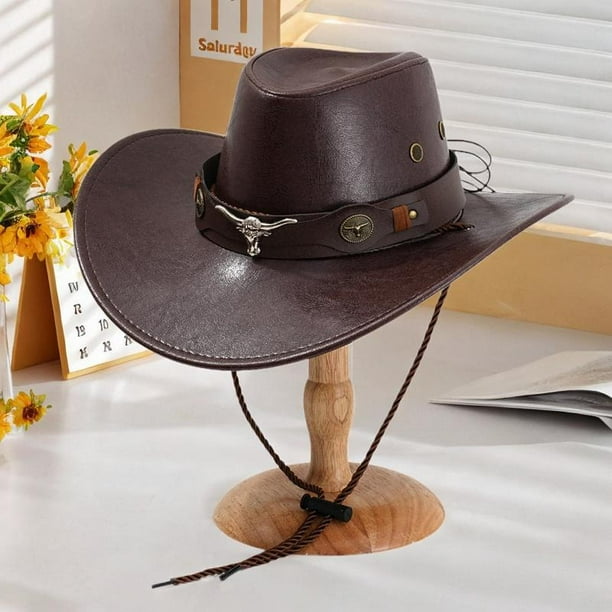 Coiffe Western Une Oreille En Cuir Marron - Style Cowboy - Occasion Bon état