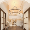 thumbnail image 6 of bokifol Wagon Wheel Chandelier 2 Tier 48-Light 58",Black and Gold Farmhouse Industrial Chandelier Rustic Candle Pendant Light Extra Large for High Ceilings,Living Room Foyer, 6 of 7