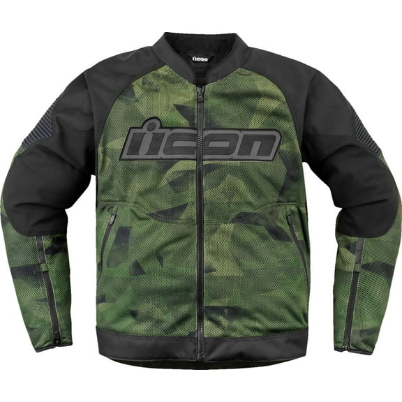 Icon Overlord 3 Mesh Camo CE Mens Motorcycle Jacket Green XXL