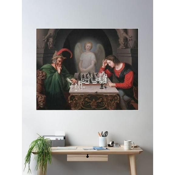 Kna Prints - Checkmate By Friedrich Moritz August Retzsch - Vintage Art Poster, UNFRAMED-8x12