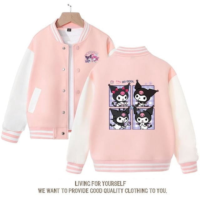 Sanrios Kawaii Anime Kuromi lindo abrigo de dibujos animados para niñas primavera y otoño nuevo uniforme de béisbol deportivo suelto regalo de cumpleaños