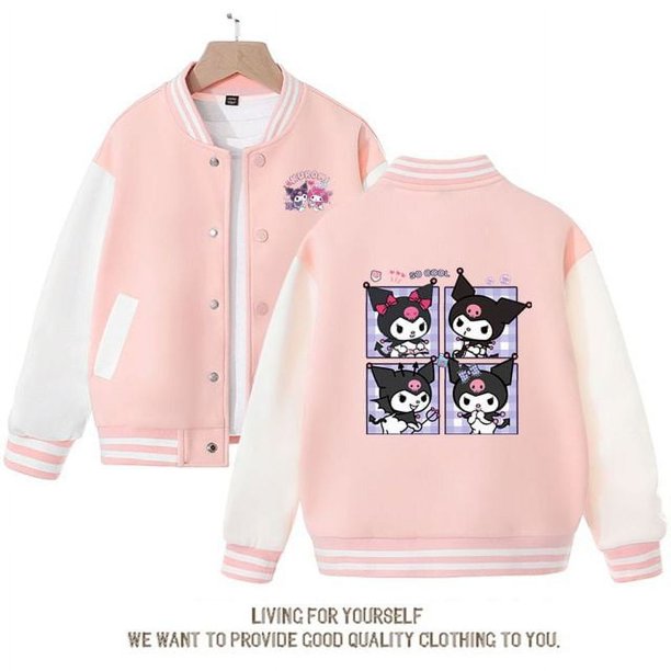 Sanrios Kawaii Anime Kuromi lindo abrigo de dibujos animados para niñas primavera y otoño nuevo uniforme de béisbol deportivo suelto regalo de cumpleaños