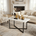thumbnail image 5 of MIERES Coffee Table Set 3 Piece for Living Room,1 Coffee Table and 2 End Tables Sets,Modern Coffee Table and Side Table Set with Metal Frame for Apartment Home Office, White, 5 of 7