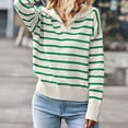 thumbnail image 5 of Prolriy Chandails pour Femmes Chandail Uni Cardigan Décontracté à Revers Rayé Chandails Femmes Hauts Verts m, 5 of 5