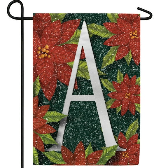 America Forever Poinsettia Christmas Monogram Letter A Garden Flag 12.5 x 18 inch Double Sided, Poinsettia Winter Flag, Floral Xmas Holiday Seasonal Outdoor Yard Decorations