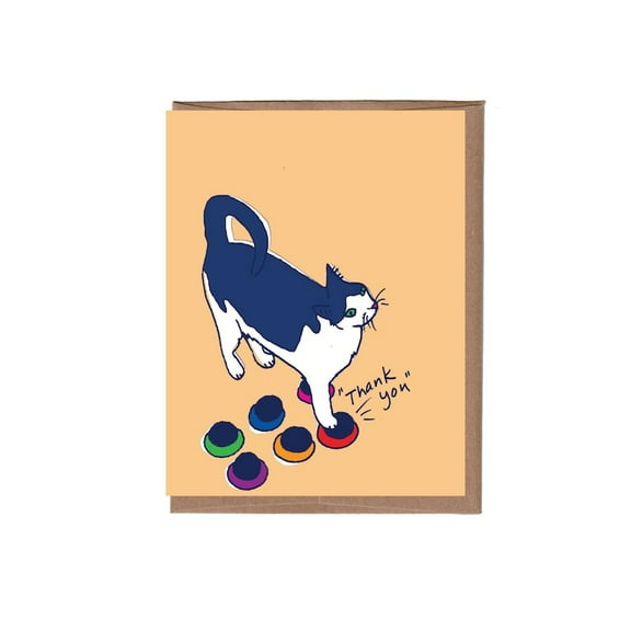 Adorable Cat-Themed Thank You Greeting Card - Blank Inside with Eco-Friendly Envelope