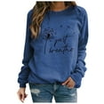 thumbnail image 2 of Floleo Women Tops Clearance Fall Womens Floral Letter Printing O-Neck Long-Sleeved Casual Loose Sweater Tops, 2 of 7