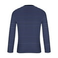 thumbnail image 4 of YUGYXL Mens Striped Shirts Round Neck Long Sleeve Casual Comfy Basic Shirt Trendy Color Block Stretch Athletic Pullover Tops Blue XXXL, 4 of 5