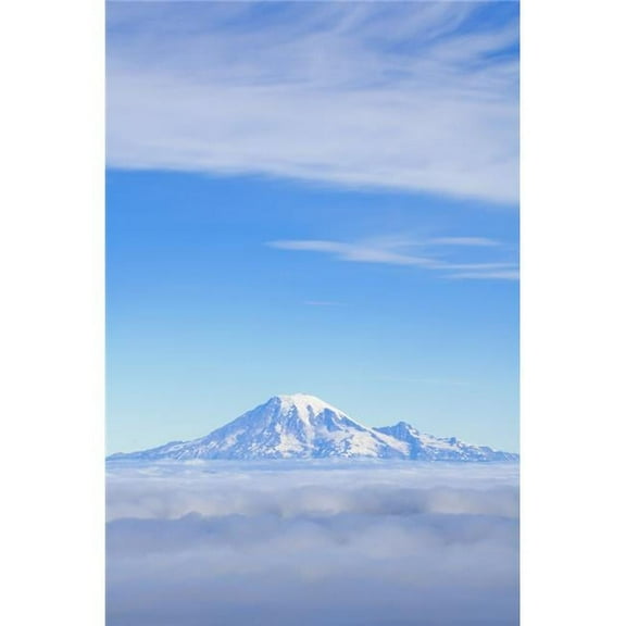 Fog Mount Rainier Washington Cascades Washington United States of America Poster Print, 12 x 18