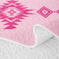 thumbnail image 5 of Castle Fairy Bohemian Aztec Border Bed Spread Queen 3pcs,Tribal Diamond Strip Queen Coverlet Set,Hot Pink Pastel Pink,1 Quilt and 2 Pillowcases, 5 of 7