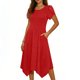 thumbnail image 1 of Mujeres Manga Corta Tops Estilo Casual Cuello Redondo Sólido Irregular Doblado Vestido, Vestido de Manga Corta para las Mujeres Falda Primavera Verano Diario, 1 of 8