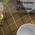 thumbnail image 2 of Heavy Weight Cotton Linen Tablecloth Lace Plaid Round Table Cloth for Kitchen Dining Room Tabletop Decoration, 48" - Round, Brown, 2 of 6