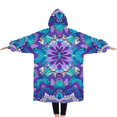 thumbnail image 2 of Oversized Wearable Blanket Hoodie,Purple Ethnic Mandala Pattern Sherpa Blanket Hoodie with Super Pockets,Super Warm Fuzzy Pullover for Women & Men, 2 of 6