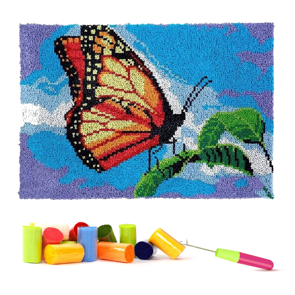 Latch Hook Rug Kits for Adults Lip Tapestry Kits Rug Making Kits Embroidery Kits DIY Crochet Yarn Kits for Beginners Adults Kids Craft Kit Creative Gift
