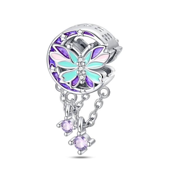 Purple Moon Butterfly Beads Charm, Compatible with Most Bracelet, Charm for Bracelet