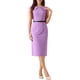 thumbnail image 1 of Vestido elegante de mujer Inspire Chic con mangas cap, cinturón, ideal para el trabajo, vestido tipo sheath en lavanda talla S, 1 of 6