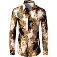 thumbnail image 1 of Traje informal de lujo para exteriores de primavera y otoño para hombre, camisa de solapa de manga larga, material suave y cómodo, estampado floral rosa rojo HD, 1 of 6