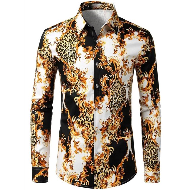 Traje informal de lujo para exteriores de primavera y otoño para hombre, camisa de solapa de manga larga, material suave y cómodo, estampado floral rosa rojo HD