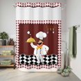 thumbnail image 6 of No Hook Shower Curtain with Built-in Rings - Cartoon Chef Kitchen Washable Waterproof Fabric Bathroom Curtains for Hotel,Rentals, 60 X 72 Inch Long , Gourmet Rustic Farmhouse Red Plaid, 6 of 9