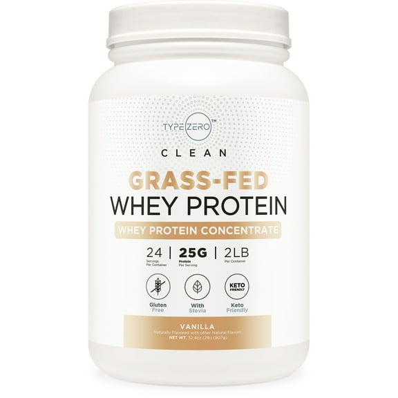 Type Zero Grass-Fed Whey Protein Concentrate Powder (Vanilla, 2LBS) - Gluten Free & Non-GMO