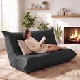 thumbnail image 2 of Furmax 66.5" Oversized Floor Sofa Couch, 2-Seater Leather Lazy Sofa Chair with Cup Holders for Gaming, Movie Nights, Living Room & Dorm, No Assembly Required, Black, 2 of 7