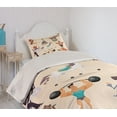thumbnail image 2 of Ambesonne Animal Quilted Coverlet 2 Pcs, Circus Fun Athlete Horse, Twin Size, Multicolor, 2 of 5