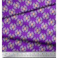 thumbnail image 2 of Soimoi Purple Japan Crepe Satin Fabric Artistic Flower Damask Print Fabric by Yard 42 Inch Wide, 2 of 3