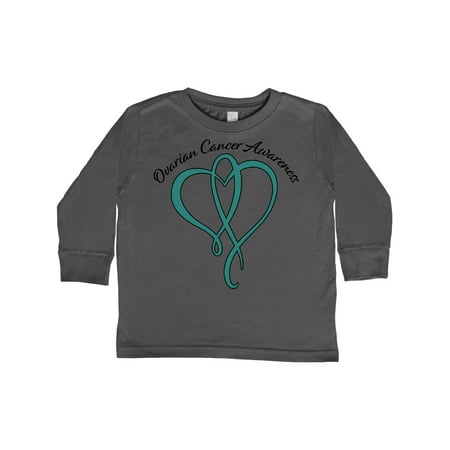 

Inktastic Ovarian Cancer Awareness with Teal Heart Ribbon Gift Toddler Boy or Toddler Girl Long Sleeve T-Shirt