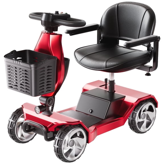 Foldable Mobility Scooters for Seniors, FSA&HSA Eligible, 330LBS Capacity 4 Wheel Lightweight Mobility Scooters for Adults, Powered Electric Mobility Scooters, Folding Travel Motorized Scooters-Red
