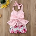 thumbnail image 6 of Fortune Baby Girl Clothes Pink Sleeveless Hanging Neck Ruffle Top+Floral Shorts, 6 of 8
