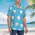 thumbnail image 3 of Pofeuu Cute Healthy Teeth Print Hawaiian Shirt for Men Sleeves Casual Button Down Summer Beach Dress Shirts T-Shirts,X-Large, 3 of 7