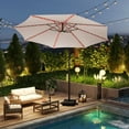 thumbnail image 4 of Costway 10 FT Solar Offset Hanging Umbrella with 96 Solar Multi-colored Flowing LED Lights Beige, 4 of 10