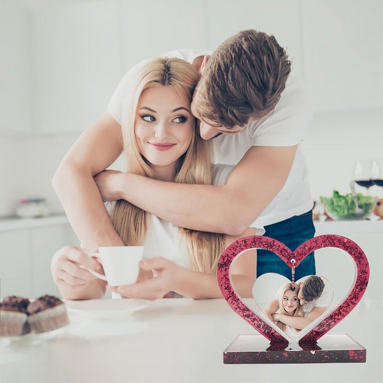 2 Set 3D Photo Frame Resin Mold,Heart Shape Silicone Mold for Resin,DIY Personalised Picture Epoxy Moulds
