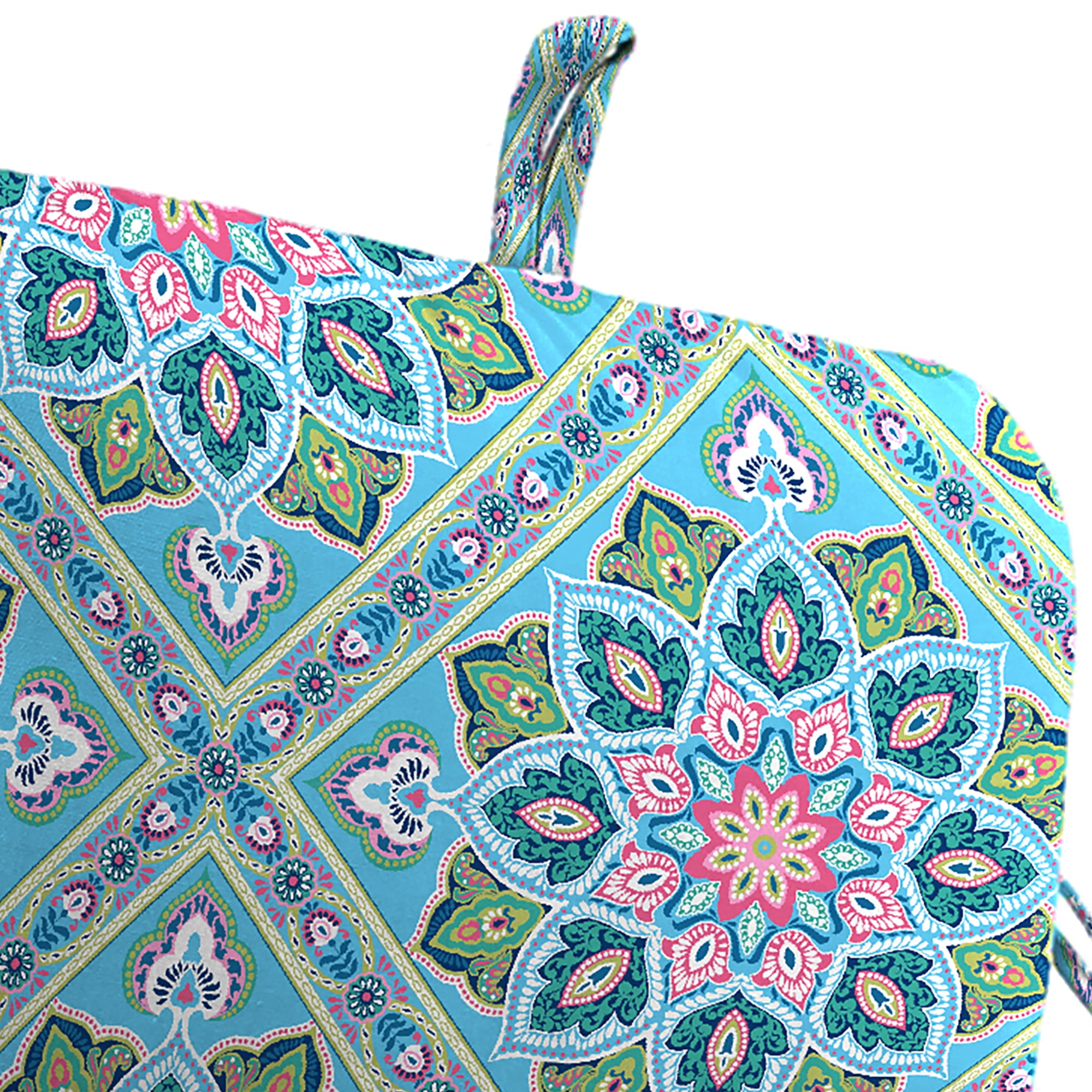 Jordan Manufacturing 45" x 22" Medlo Island Multicolor Geometric Rectangular Outdoor Chair Cushion with Ties and Hanger Loop