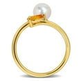 thumbnail image 5 of Everly Women's Cultured Freshwater Pearl and 3/8ct TGW Citrine Yellow Silver Open Ring, 5 of 9