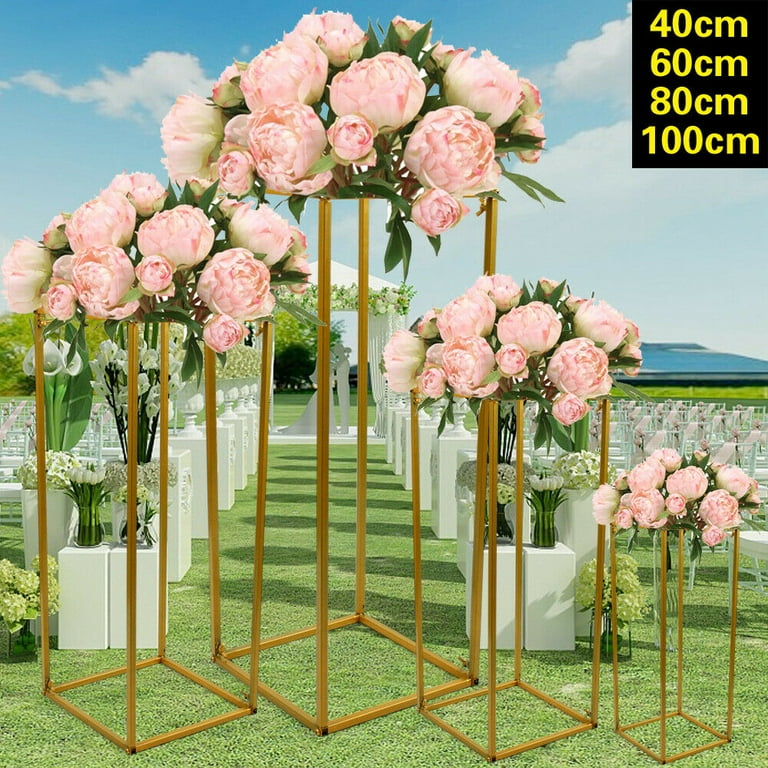 Anqidi Set of Gold Metal Wedding Flower Stand Tall Table