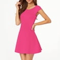 thumbnail image 2 of SMihono Womens Dresses Cap Sleeve Cocktail Graduation Formal Party Club Mini Outfits A-Line Sleeveless Solid Mini Dress Red M, 2 of 6
