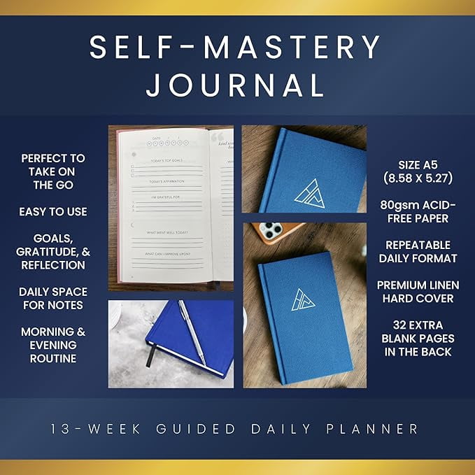 Daily Journal for Men - Gratitude Journal Notebook - Reflection Journal for Mindfulness