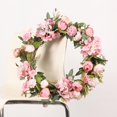 thumbnail image 4 of Corona de puerta artificial, corona de hortensia rosa para primavera verano Feliz Sencillez, 4 of 5