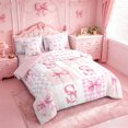 thumbnail image 2 of meiyoeat Pink Coquette Bowtie 7 Pieces Full Size Bedding Sets For Girls,Kids Personalized Letter S Print Full Size Bed in a Bag,Pink Reversible, 2 of 7