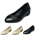 thumbnail image 5 of Oyedens Womens Wedge Slip On Loafers Dress Shoes Ladies Leather Summer Fall Mid Heels Ballet Flats Dressy Shoes, 5 of 5