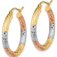 thumbnail image 2 of 14K Yellow & Rhodium With White And Rose Polished Diamond-Cut Hoop Earrings (27.2 X 25.7) Made In Indonesia tf1135, 2 of 5
