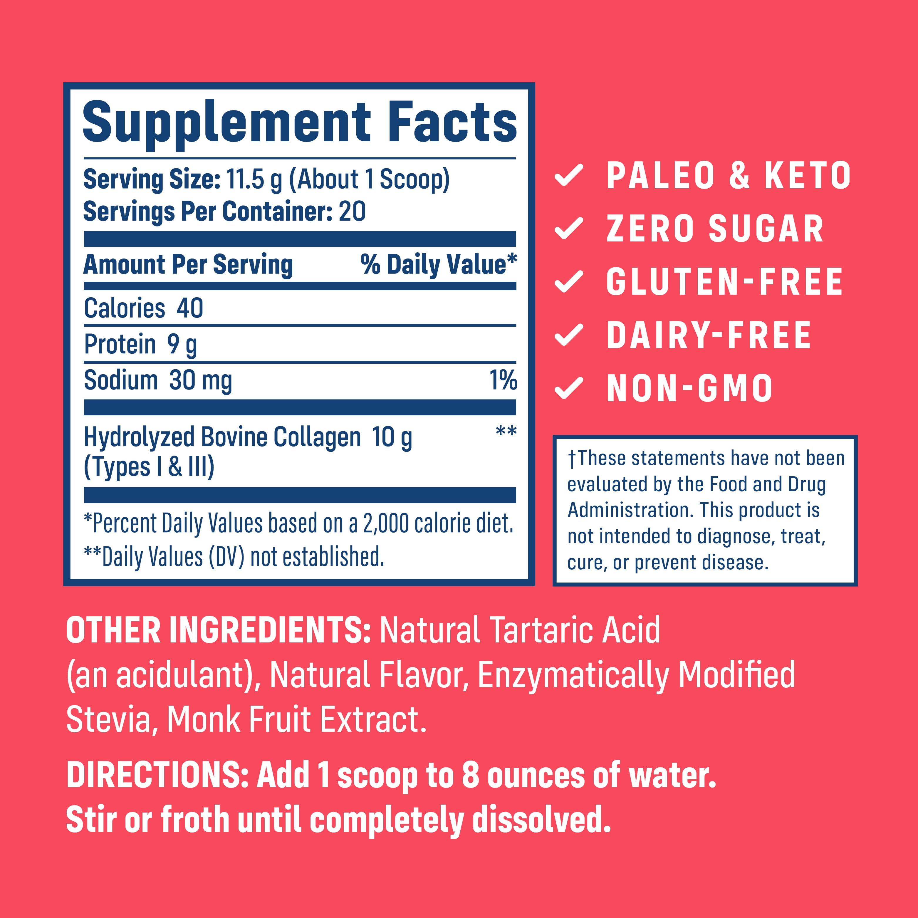 NativePath Wild Berry Collagen Peptides Powder, Grass-Fed Type 1 and 3, Keto, 20 Servings