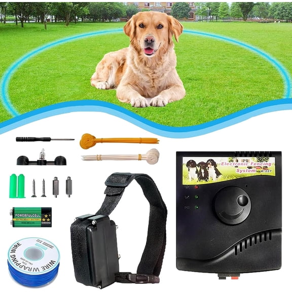 In-Ground Electric Dog Fence System - Covers 1/2 Acre, Waterproof Training Collars for 2 Dogs, Underground Pet Containment with Shock/Tone Correction, for Small to Large Dogs
