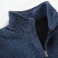 thumbnail image 5 of IROINNID Men's Long Sleeve Fleece Stand Collar Mid-Length Coat Solid Color Comfy Cardigan Stand-up Collar Pocket Sweater Coat, 5 of 9