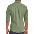 thumbnail image 3 of safuny Men's Loose Tops Fashion Long Sleeve Button Up Blouses Turn Down Collar T-Shirts Fall Casual Relaxed Cotton Lined Clearance Workout Solid Color Zipper Pullovers Green XL, 3 of 4