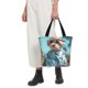 thumbnail image 5 of Fotbe Stylish Dog in Denim Outfit Bolsa de Playa con Estampado, Bolsa de Hombro, Bolsa de Mano Espaciosa, Bolsa de Viaje Ligera, Bolsa de Compras Versátil, 5 of 6