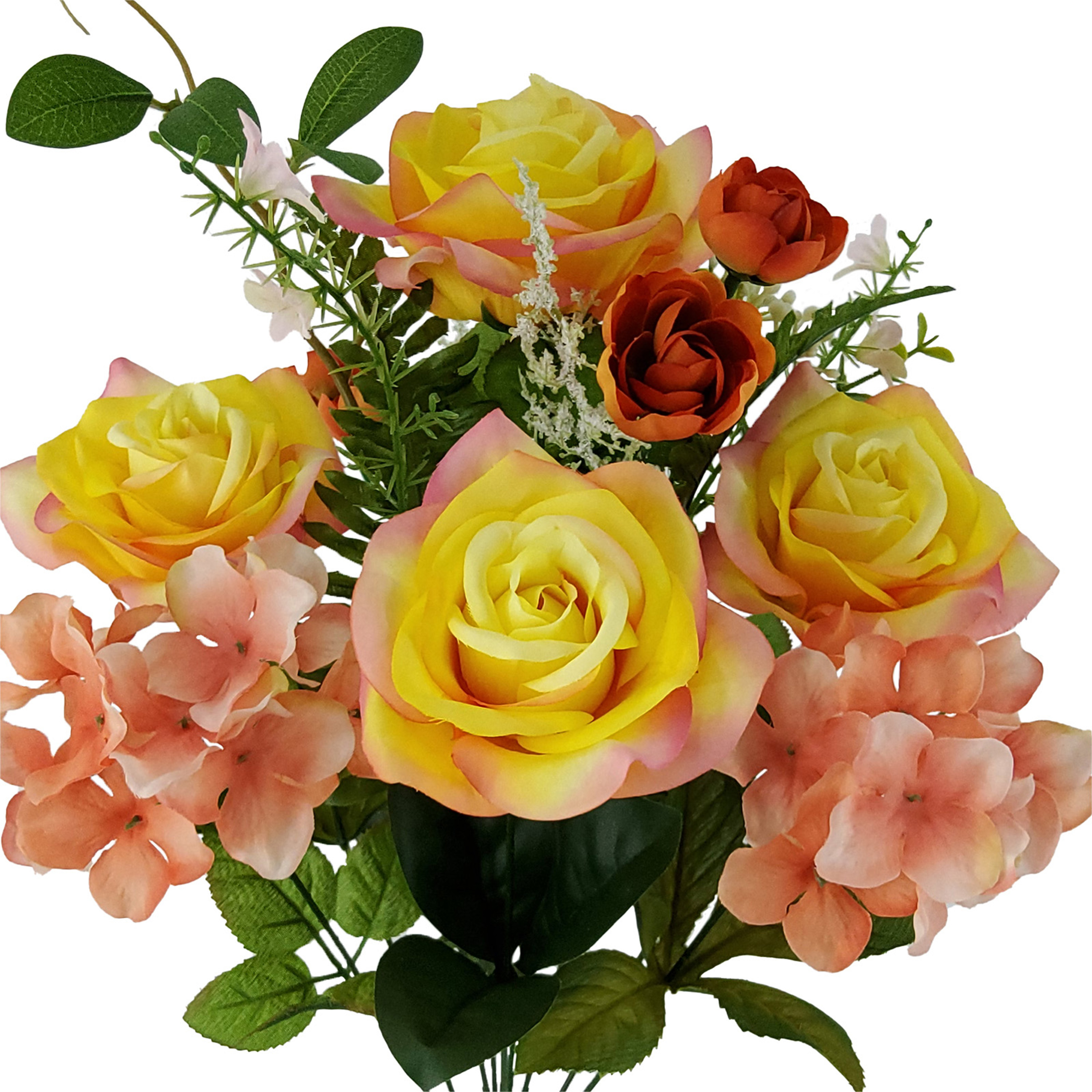 Mainstays 19in Indoor Artificial Floral Bouquet, Rose Flower in Peach Color.